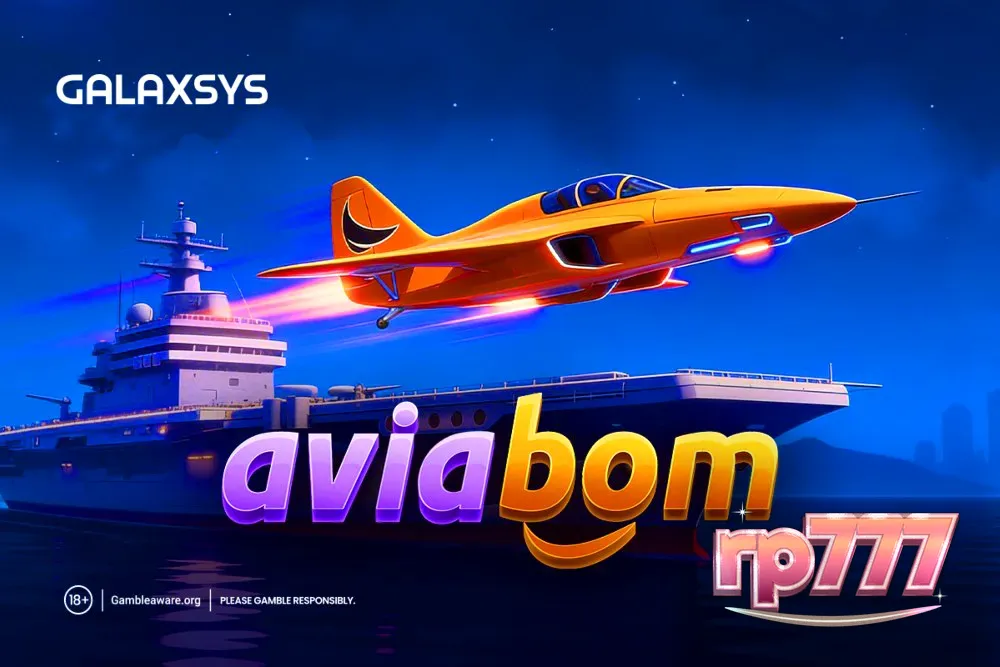 Tampilan antarmuka permainan Aviabom dengan tema penerbangan yang dinamis.